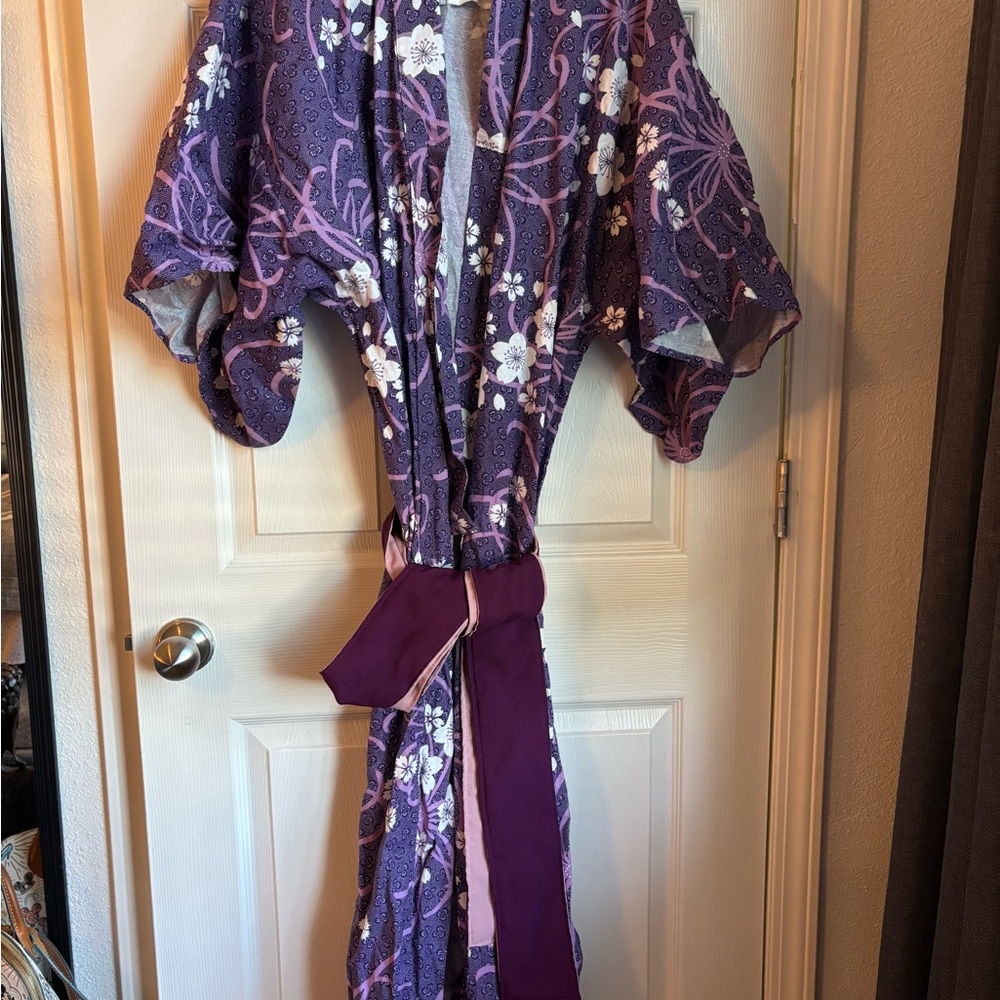 Purple Floral Kimono Robe